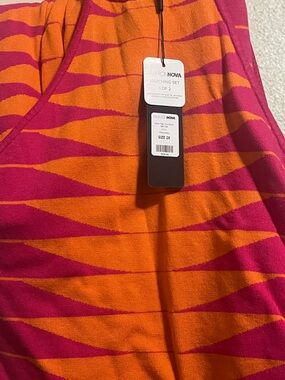 Fashion Nova Orange & Pink Zigzag V-Neck Knit Top W Skirt